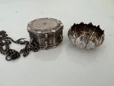 Two white metal Persian items