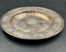 A silver coaster, hallmarked for London 1969, approximate total weight 150g, diameter 14cm, makers