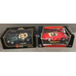 Two Burago scale models Mercedes Benz Roadster and E Type Jaguar Cabriolet