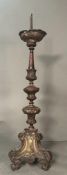 A large Rococo style metal church candle stick AF