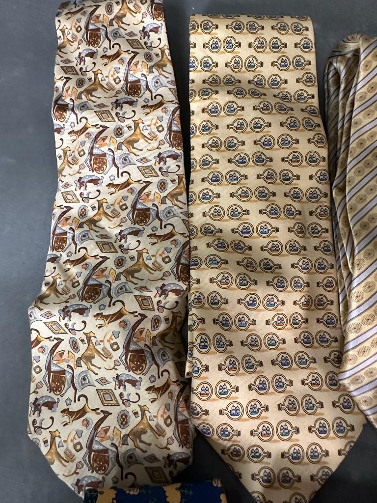 A selection of designer silk ties including five by Hermes also Gianfranco Ferre, Leonard of - Image 2 of 11