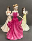 A selection of three Royal Doulton figures "Emma, Chelsea Melinda and Kathryn