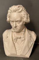 A large plaster bust of composer Ludvig Van Beethoven (H46cm)