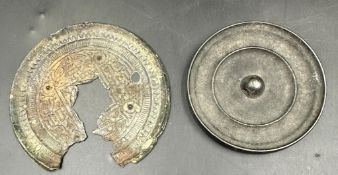 A Tang Dynasty bronze mirror AF and one later mirror.