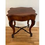 A Victorian fitted side table with hinged lid (56cm x 43cm x 70cm H )