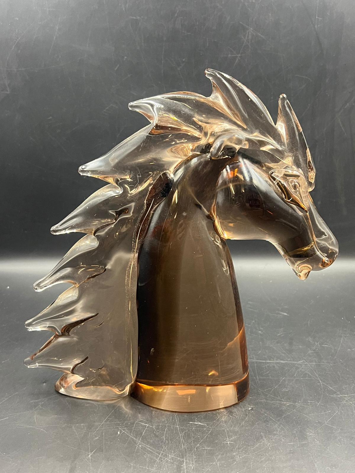 A late 20th century glass sculpture of a horses head by V Nason & Co. H 27cm - Image 3 of 6