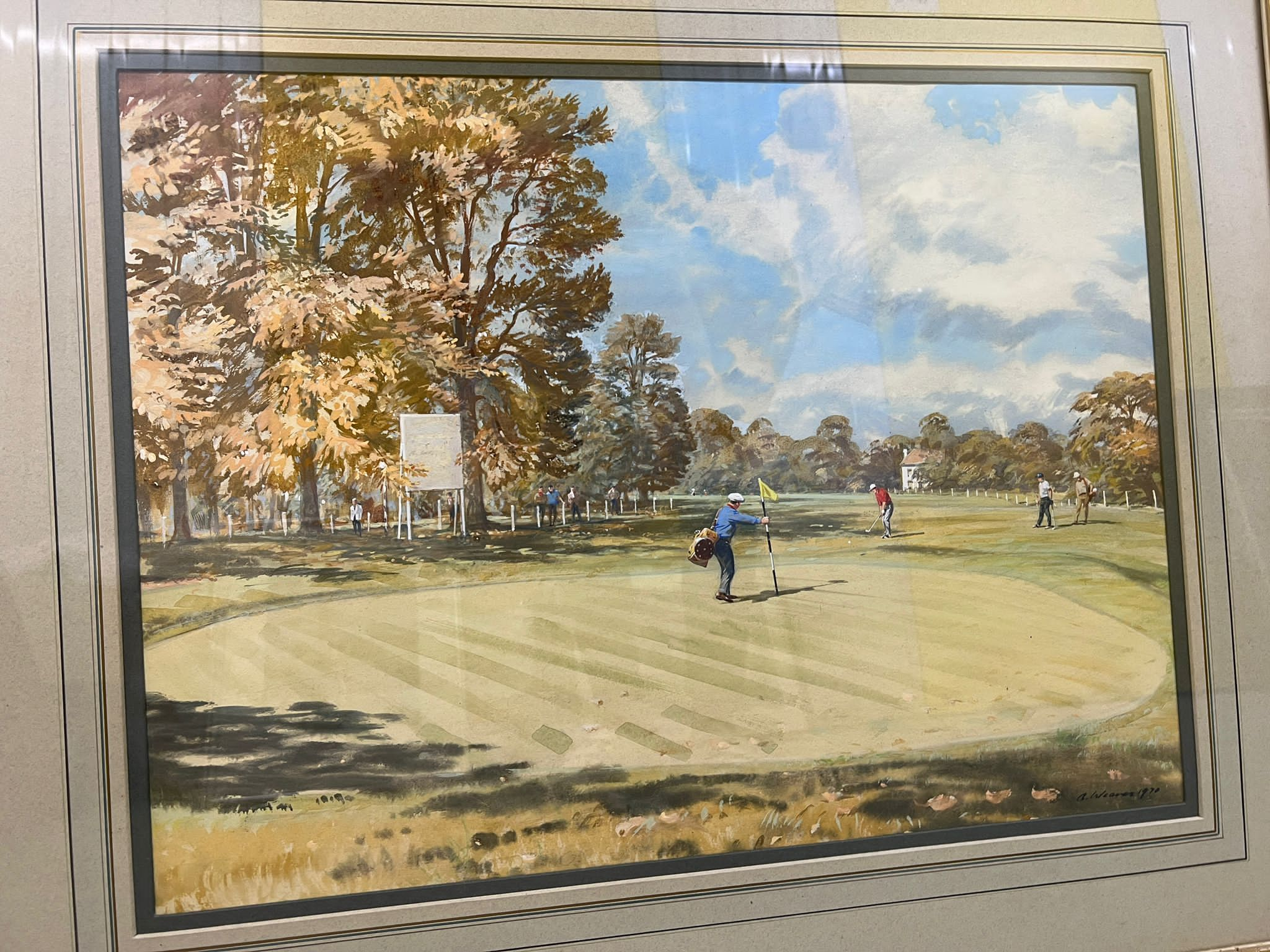 Original Golf Watercolour, Wentworth West Course, 18th Green By Arthur Weaver. An excellent original - Image 2 of 4