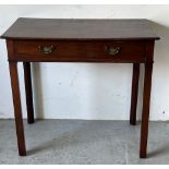 A writing desk/side table possibly Georgian with single drawer to centre (H73cm W80cm D45cm)
