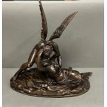 A Bronze of Cupid & Psyche signed to base Biggi Fausto (W 48cm x 50cm H)
