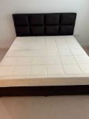 A faux suede Emperor bed with tempur mattress (200cm x 197cm)