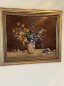 A still life oil on canvas of flowers (42cm x 53cm)