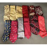 A selection of designer silk ties including five by Hermes also Gianfranco Ferre, Leonard of