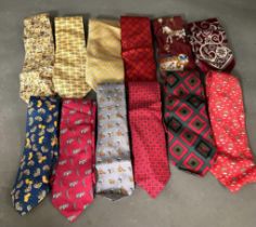 A selection of designer silk ties including five by Hermes also Gianfranco Ferre, Leonard of