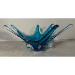 A Blue art glass splash style centrepiece