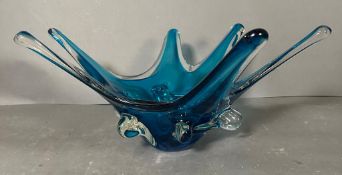 A Blue art glass splash style centrepiece