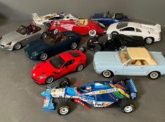 A selection of ten diecast cars, various makers and models
