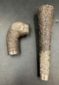 Two silver walking cane handles