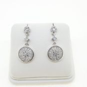 Silver cubic zirconia set drop earrings