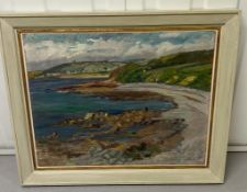 E Lamorna Kerr. Trenow , oil on board 1980, exhibition label verso.