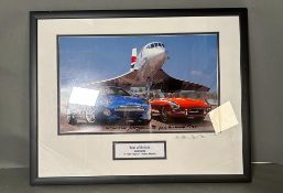 Concorde Interest: Best of British signed photograph Concorde, E Type Jaguar and Aston Martin 037/