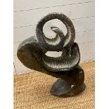 A polished stone African stylised sculpture (78cm H x 40cm W)