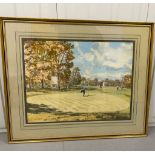 Original Golf Watercolour, Wentworth West Course, 18th Green By Arthur Weaver. An excellent original