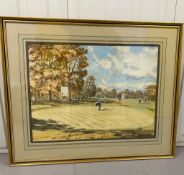 Original Golf Watercolour, Wentworth West Course, 18th Green By Arthur Weaver. An excellent original