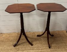 A Pair of Georgian mahogany lamp tables with spiral column terminating in down swept legs (H 75cm