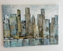 A city scene print on canvas 100cm x 75cm