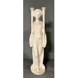 A marble sculpture of a Grecian goddess bearing two pillars. Height 68cm