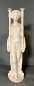A marble sculpture of a Grecian goddess bearing two pillars. Height 68cm