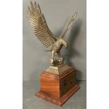 Great American Race LA to New York 1985 25th Place Trophy, a cast brass eagle on top of a wooden