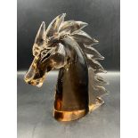 A late 20th century glass sculpture of a horses head by V Nason & Co. H 27cm