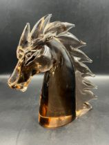 A late 20th century glass sculpture of a horses head by V Nason & Co. H 27cm