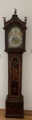 An English black lacquered longcase clock the blacked japanned case with chinoiserie decoration. 8