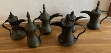 A selection of antique Persian coffee pots (6)
