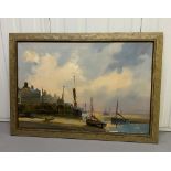 Vic Ellis (1921-1984) Oil on canvas a harbour scene signed bottom right 75cm x 50cm