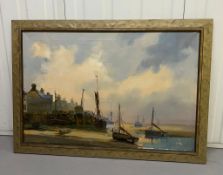 Vic Ellis (1921-1984) Oil on canvas a harbour scene signed bottom right 75cm x 50cm