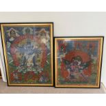 A pair of Nepalese Batik paintings framed