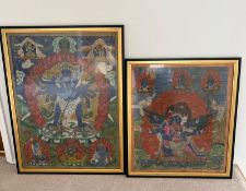 A pair of Nepalese Batik paintings framed