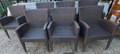 A set of eight garden chairs in a rattan style by Skyline Design UK