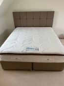 A super king bed with drawers to base and Sealy mattress