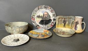 A selection of Royal Doulton Shakespeare ware to include Shylock, Ophellia and Hamlet