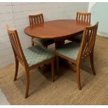 A G Plan single leaf dining table and four chairs (H 75cm x 122cmx 90cm)