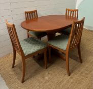 A G Plan single leaf dining table and four chairs (H 75cm x 122cmx 90cm)