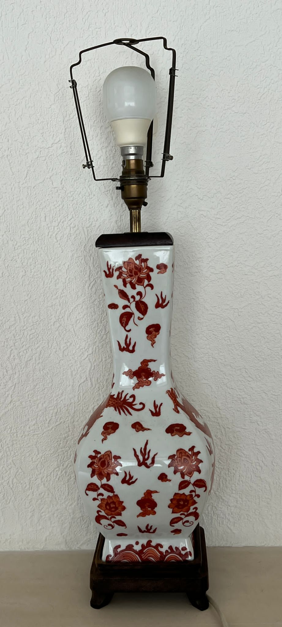 A Dragon themed Chinese vase, lamp conversion., base AF.