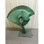 David Meredith Art Deco Bronze Horses Head mounted on a glass base. H84cm W70cm D29cm