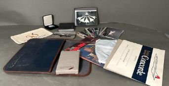 Concorde Interest: A selection of Concorde memorabilia to include a amenities flight folder, box