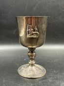A small silver Mappin & Webb goblet, hallmarked for London 1974 (Height 12.5cm and approximate