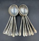 A set of of twelve silver soup spoons by Mappin & Webb, hallmarked for Sheffield 1989 (Approximate